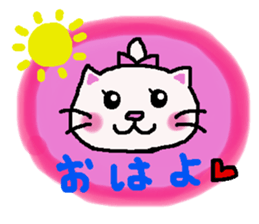 Girl and white cat sticker #10373740