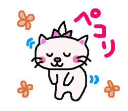 Girl and white cat sticker #10373744