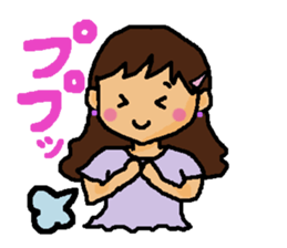 Girl and white cat sticker #10373749