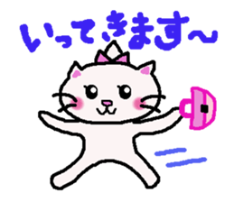 Girl and white cat sticker #10373755