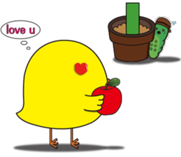 The floret lion and chick sticker #10410790