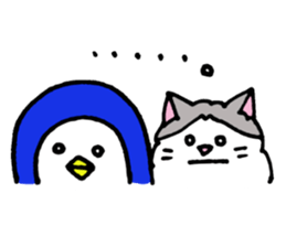Peaceful daily penguin and cat sticker #10416923