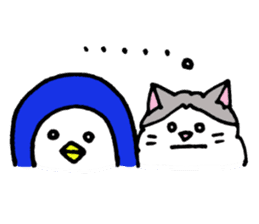 Peaceful daily penguin and cat sticker #10416923