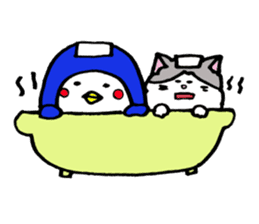 Peaceful daily penguin and cat sticker #10416924