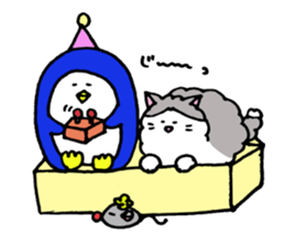 Peaceful daily penguin and cat sticker #10416938