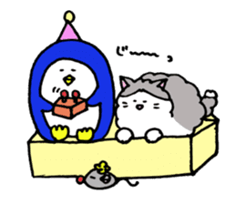 Peaceful daily penguin and cat sticker #10416938