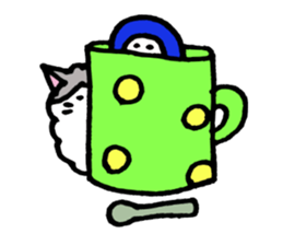 Peaceful daily penguin and cat sticker #10416942