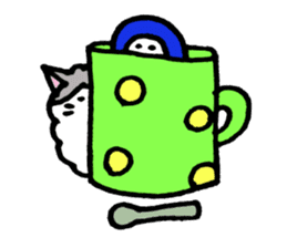 Peaceful daily penguin and cat sticker #10416942