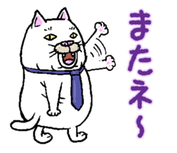 Middle-aged white cat sticker #10428414