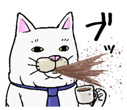 Middle-aged white cat sticker #10428439