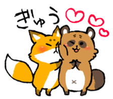 tanuki and fox sticker #10442130