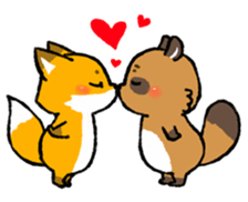 tanuki and fox sticker #10442131