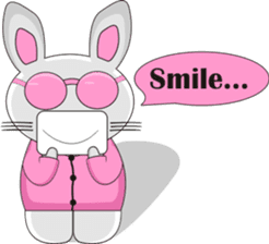 The pink rabbit is friendly sticker #10443933