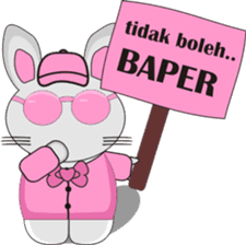 The pink rabbit is friendly sticker #10443945