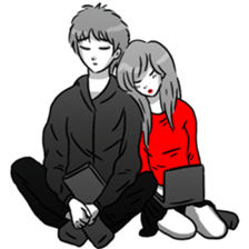 Manga couple in love 3 sticker #10470567