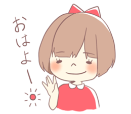 Girl of red ribbon sticker #10488080