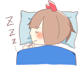 Girl of red ribbon sticker #10488083