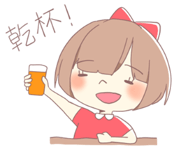 Girl of red ribbon sticker #10488086