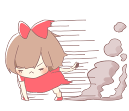 Girl of red ribbon sticker #10488087