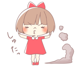 Girl of red ribbon sticker #10488088