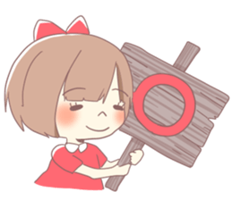 Girl of red ribbon sticker #10488089