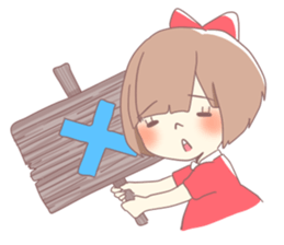 Girl of red ribbon sticker #10488090