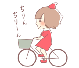 Girl of red ribbon sticker #10488091