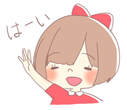 Girl of red ribbon sticker #10488092