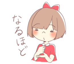 Girl of red ribbon sticker #10488093