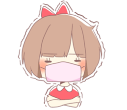 Girl of red ribbon sticker #10488094