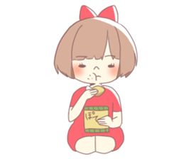 Girl of red ribbon sticker #10488096