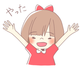 Girl of red ribbon sticker #10488098