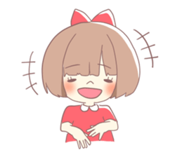 Girl of red ribbon sticker #10488102