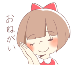 Girl of red ribbon sticker #10488104