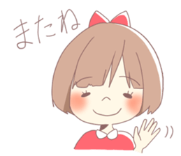 Girl of red ribbon sticker #10488106