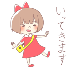 Girl of red ribbon sticker #10488108