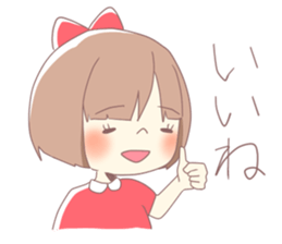 Girl of red ribbon sticker #10488110