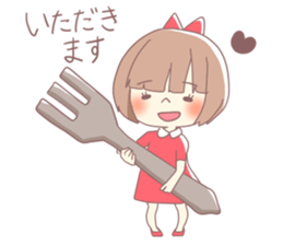 Girl of red ribbon sticker #10488112