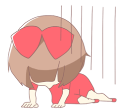 Girl of red ribbon sticker #10488114