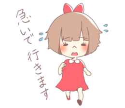 Girl of red ribbon sticker #10488115