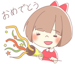 Girl of red ribbon sticker #10488116