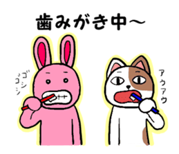 cat and rabbit!! sticker #10500628