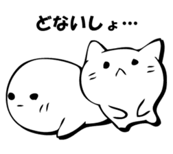 Gentle cat and seal. sticker #10513024