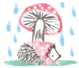 Hedgehogs of the mushroom forest sticker #10516745