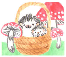 Hedgehogs of the mushroom forest sticker #10516752