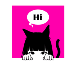 Black Cat Cute Girl sticker #10567960