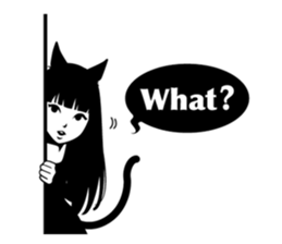 Black Cat Cute Girl sticker #10567961