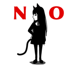 Black Cat Cute Girl sticker #10567963