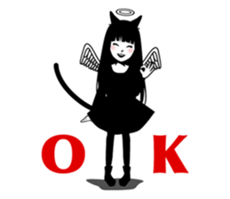 Black Cat Cute Girl sticker #10567964