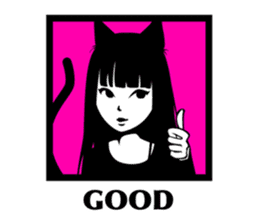 Black Cat Cute Girl sticker #10567965